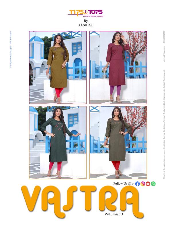 Tips Tops Vastra Vol 3 Rayon Viscos Designer Exclusive Kurti Collection